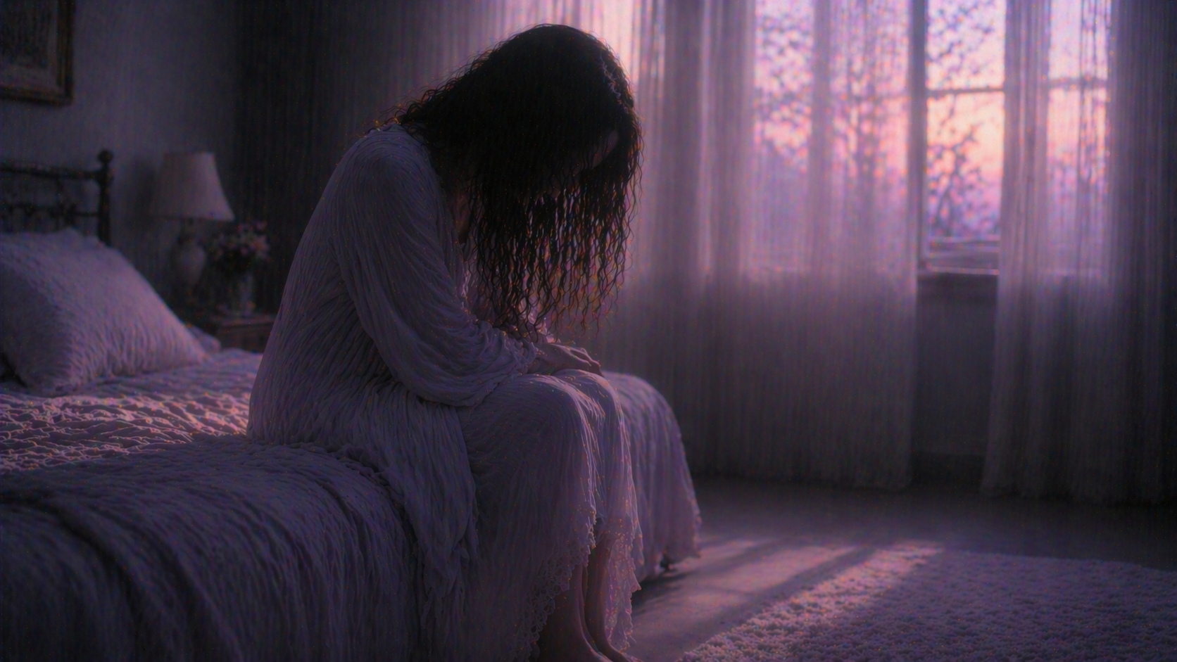 자다 울면서 깼을 때의 먹먹함과 감정의 여운을 떠올리게 하는 이미지