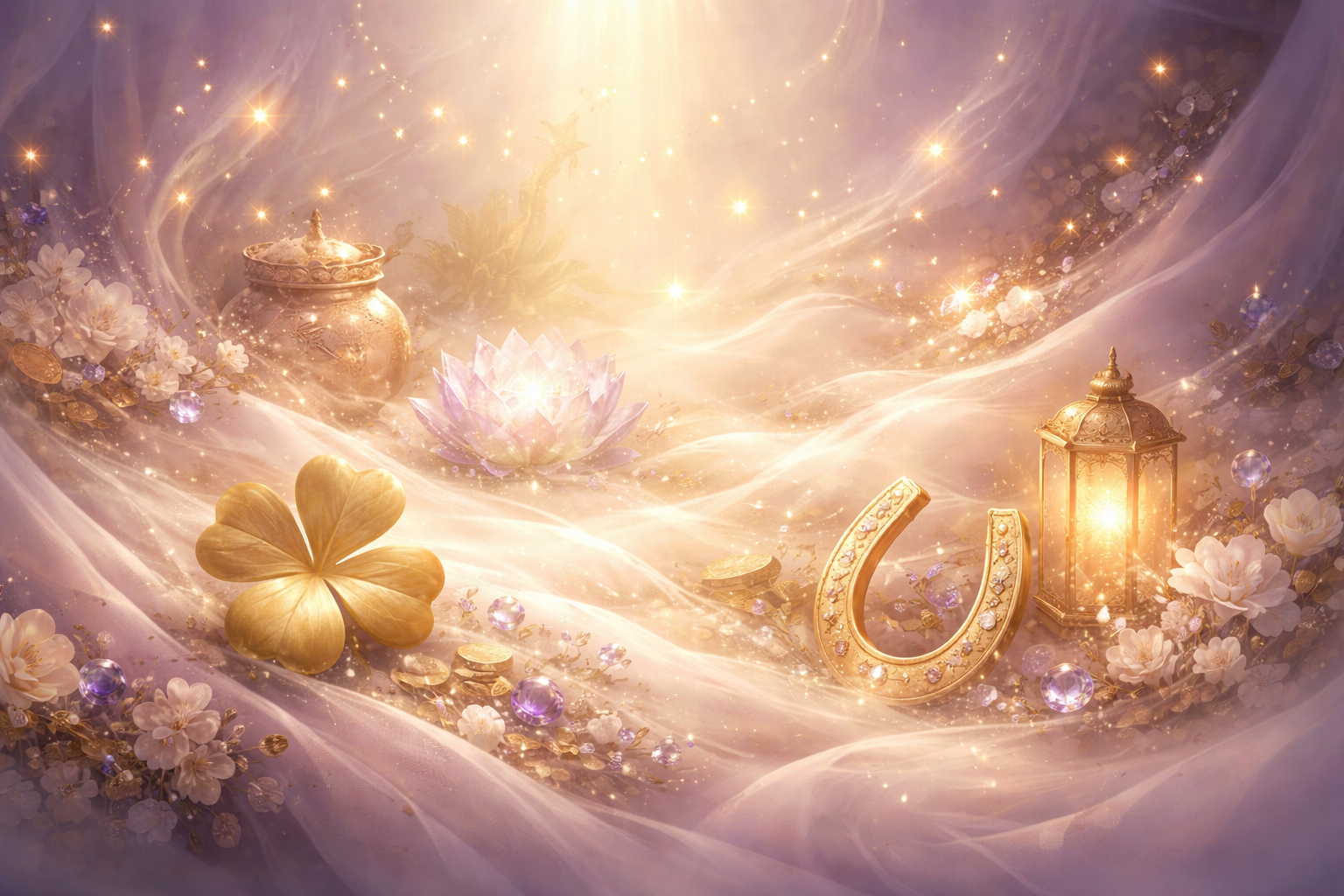 길몽과 행운의 분위기를 상징적으로 표현한 빛나는 행운 이미지